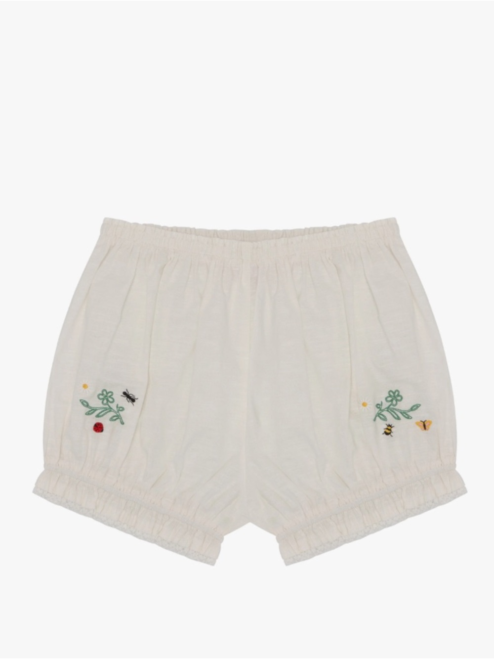 Lisa Says Gah Franny Linen Cotton Blend Bloomers in Garden Embroidery Size: XS